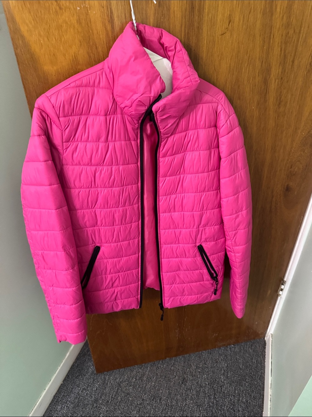 Hot Pink Quilted Puffer Jacket with Zipper Pockets - Nautica